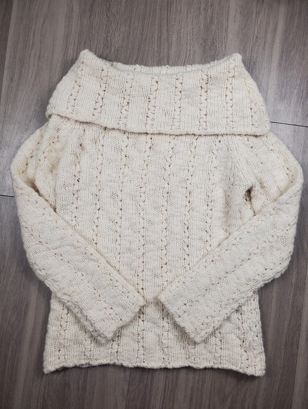 Silvia Novelli Italy Chunky Knit Wool Blend Cowl Neck Sweater L